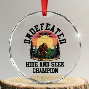 Funny Bigfoot And Alien Gift Crystal Glass Ornament Undefeated Hide And Seek Champion TS12 Transparent Glass 3'' Circle Print Your Wear