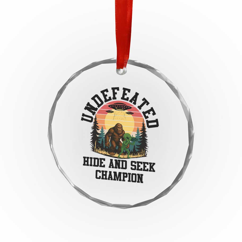 Funny Bigfoot And Alien Gift Crystal Glass Ornament Undefeated Hide And Seek Champion TS12 Print Your Wear