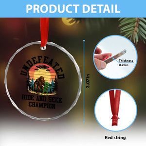 Funny Bigfoot And Alien Gift Crystal Glass Ornament Undefeated Hide And Seek Champion TS12 Print Your Wear