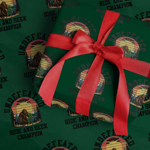 Funny Bigfoot And Alien Gift Wrapping Paper Roll Undefeated Hide And Seek Champion TS12 Green Print Your Wear