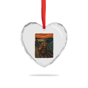Funny Bigfoot And Alien Heart Crystal Glass Ornament Parody The Scream Art Meme Gift TS12 Print Your Wear