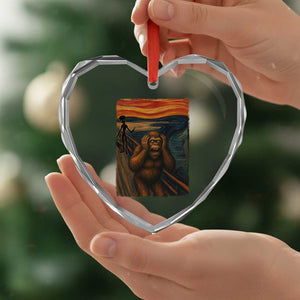 Funny Bigfoot And Alien Heart Crystal Glass Ornament Parody The Scream Art Meme Gift TS12 Print Your Wear