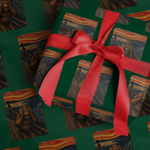 Funny Bigfoot And Alien Wrapping Paper Roll Parody The Scream Art Meme Gift TS12 Green Print Your Wear
