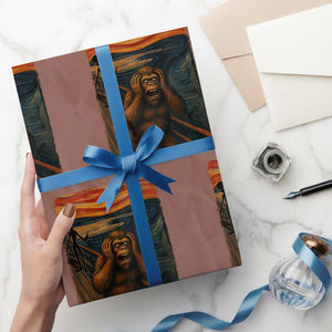 Funny Bigfoot And Alien Wrapping Paper Roll Parody The Scream Art Meme Gift TS12 Mocha Print Your Wear