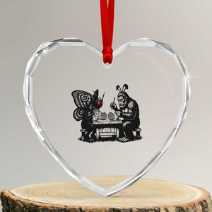 Funny Bigfoot And Mothman Egg Painting Heart Crystal Glass Ornament Cryptid Easter Gift TS12 Transparent Glass 3'' Heart Print Your Wear