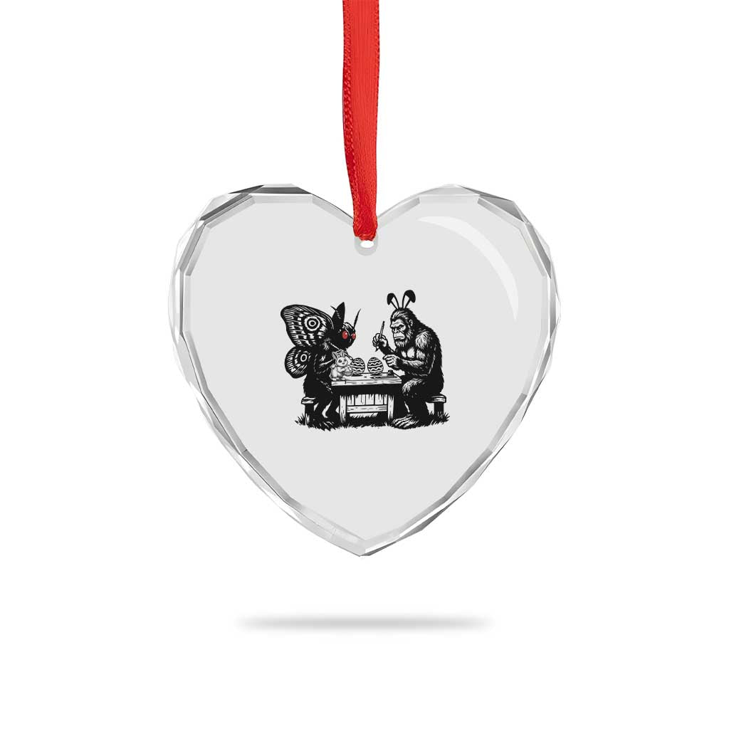 Funny Bigfoot And Mothman Egg Painting Heart Crystal Glass Ornament Cryptid Easter Gift TS12 Print Your Wear