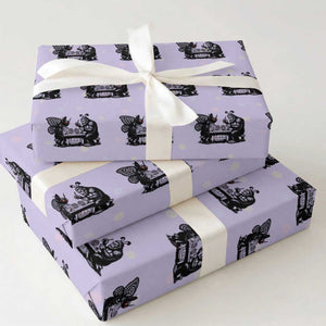 Funny Bigfoot And Mothman Egg Painting Wrapping Paper Roll Cryptid Easter Gift TS12 Violet Print Your Wear