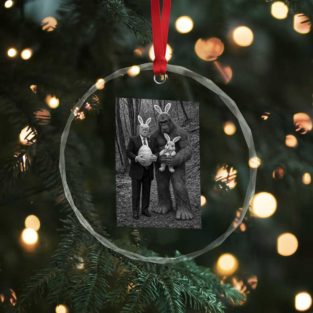 Funny Bigfoot And Trump Easter Selfie Gift Crystal Glass Ornament TS12 Print Your Wear