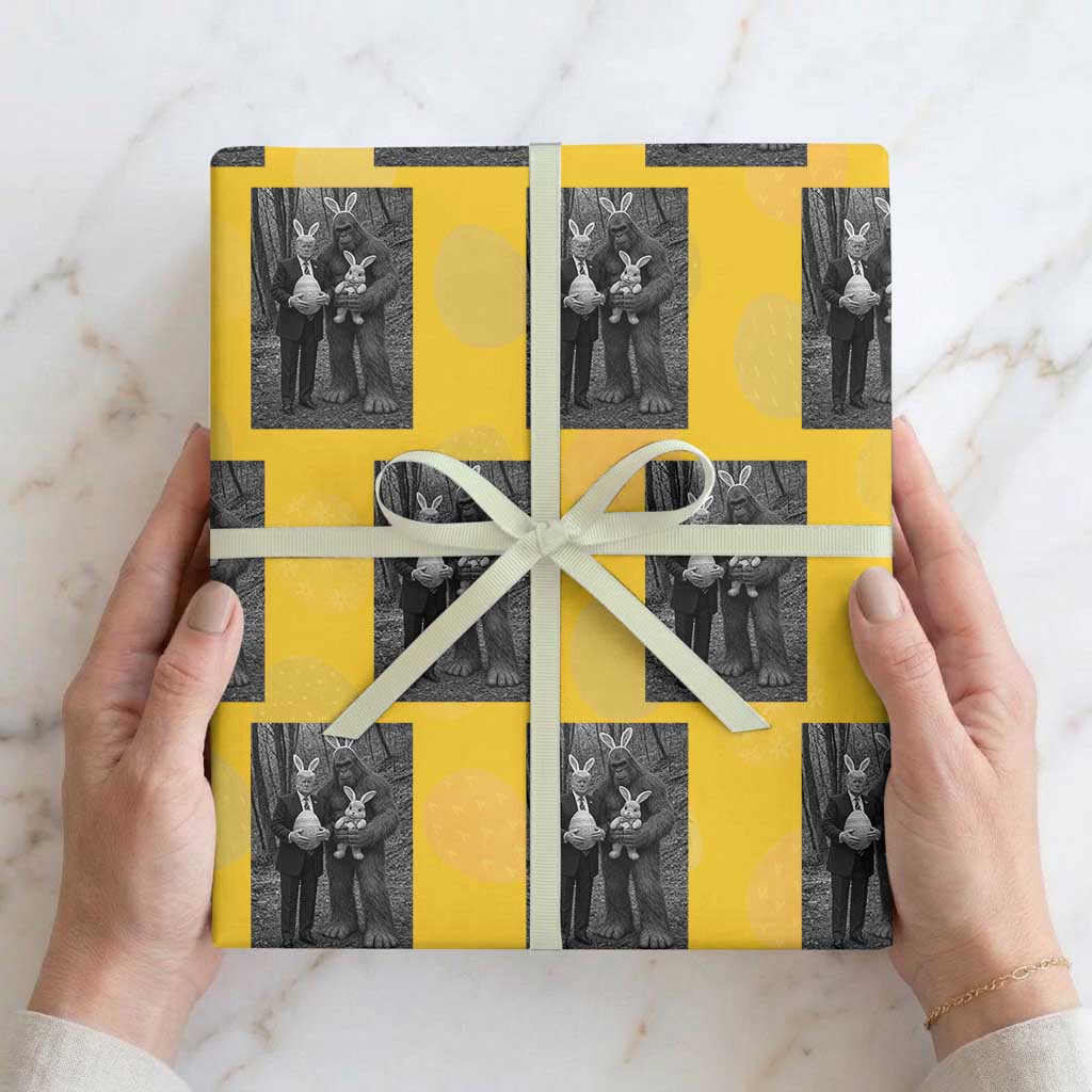 Funny Bigfoot And Trump Easter Selfie Gift Wrapping Paper Roll TS12 Yellow Print Your Wear