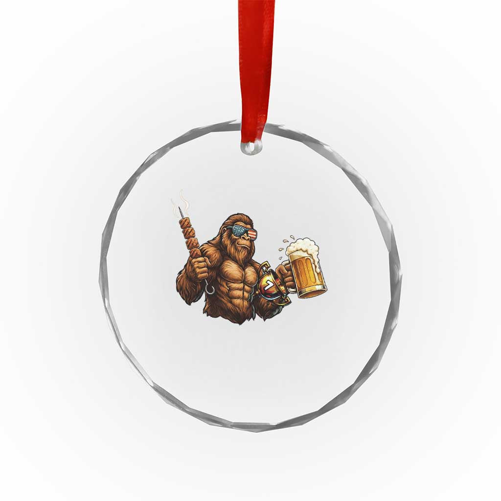 Funny Bigfoot BBQ Party Crystal Glass Ornament Sasquatch Drinking Beer Celebrate Championship TS14 Print Your Wear