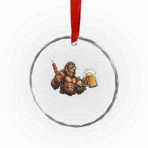 Funny Bigfoot BBQ Party Crystal Glass Ornament Sasquatch Drinking Beer Celebrate Championship TS14 Print Your Wear