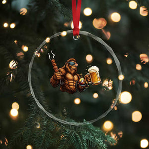 Funny Bigfoot BBQ Party Crystal Glass Ornament Sasquatch Drinking Beer Celebrate Championship TS14 Print Your Wear