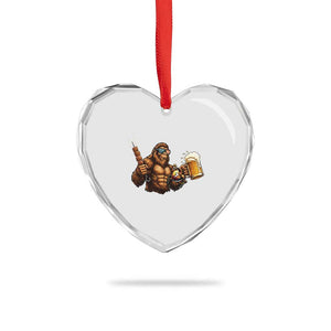 Funny Bigfoot BBQ Party Heart Crystal Glass Ornament Sasquatch Drinking Beer Celebrate Championship TS14 Print Your Wear