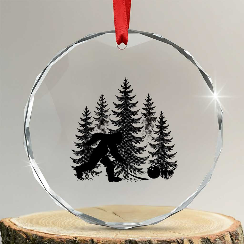 Funny Bigfoot Bowler Crystal Glass Ornament Bowling Strike Sports Lover Gift TS12 Transparent Glass 3'' Circle Print Your Wear