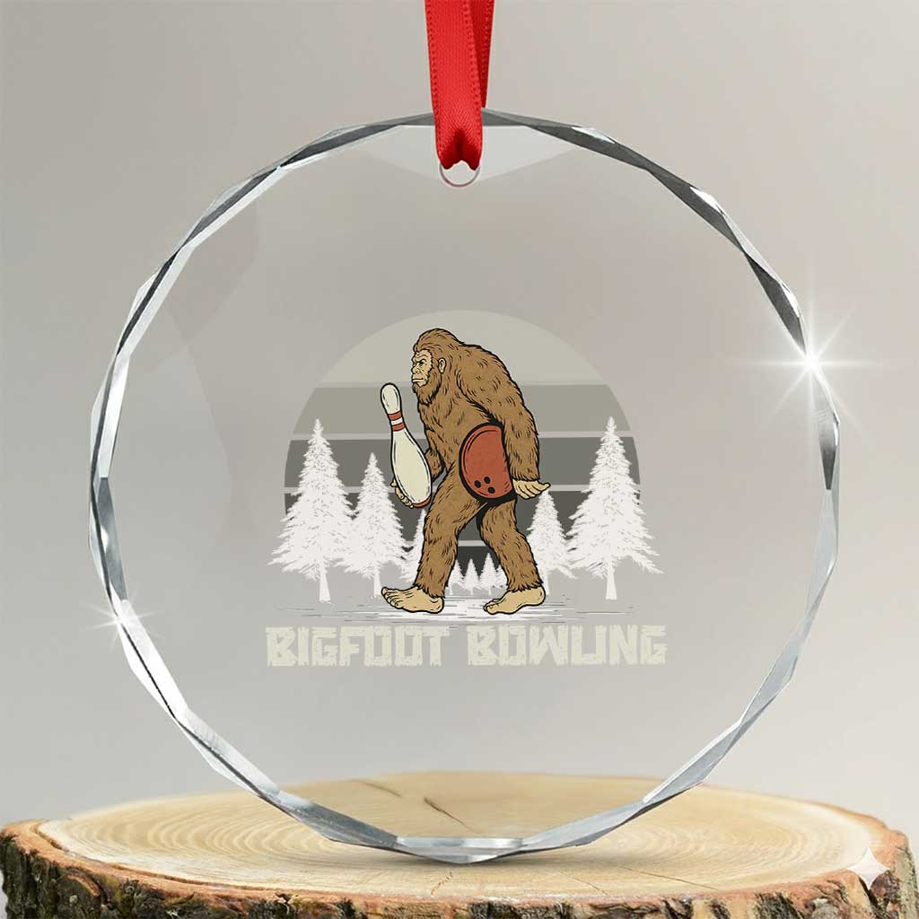 Funny Bigfoot Bowling Crystal Glass Ornament Gift For Bowler TS12 Transparent Glass 3'' Circle Print Your Wear
