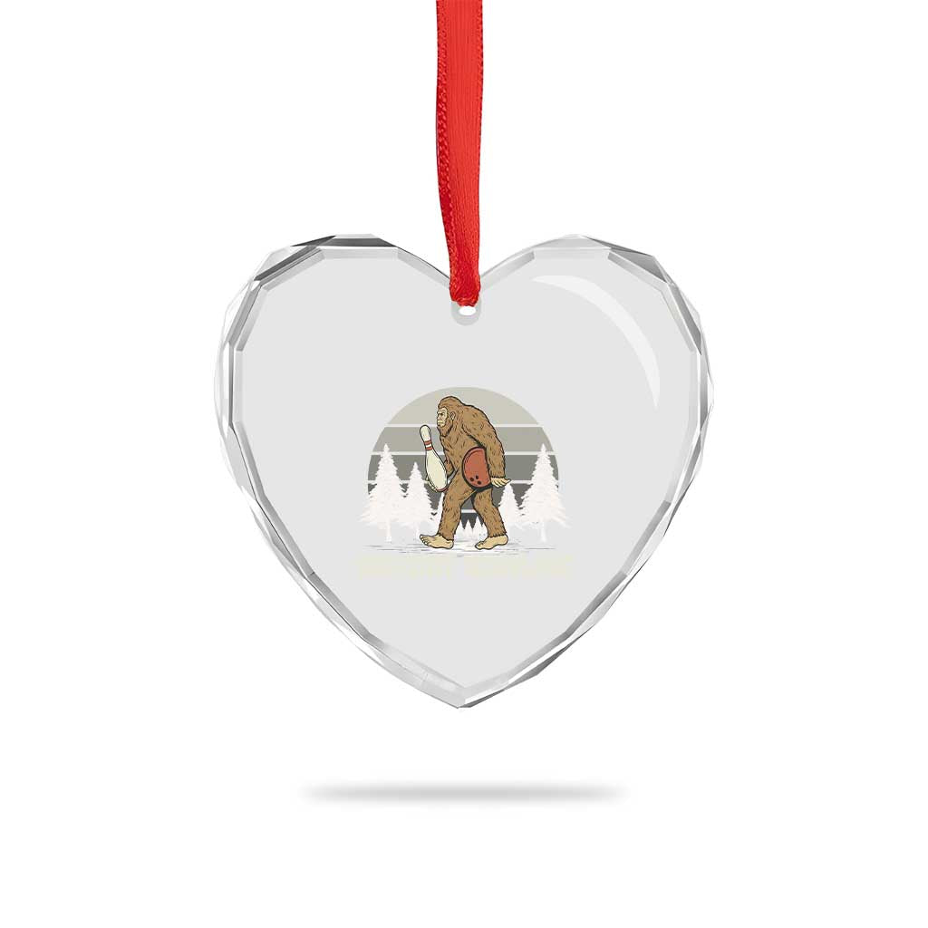 Funny Bigfoot Bowling Heart Crystal Glass Ornament Gift For Bowler TS12 Print Your Wear