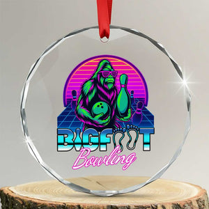 Funny Bigfoot Bowling Vaporwave Gift Crystal Glass Ornament TS12 Transparent Glass 3'' Circle Print Your Wear