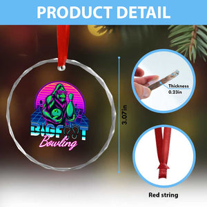Funny Bigfoot Bowling Vaporwave Gift Crystal Glass Ornament TS12 Print Your Wear