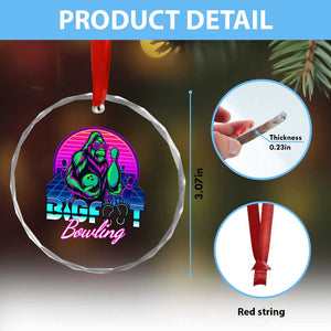 Funny Bigfoot Bowling Vaporwave Gift Crystal Glass Ornament TS12 Print Your Wear