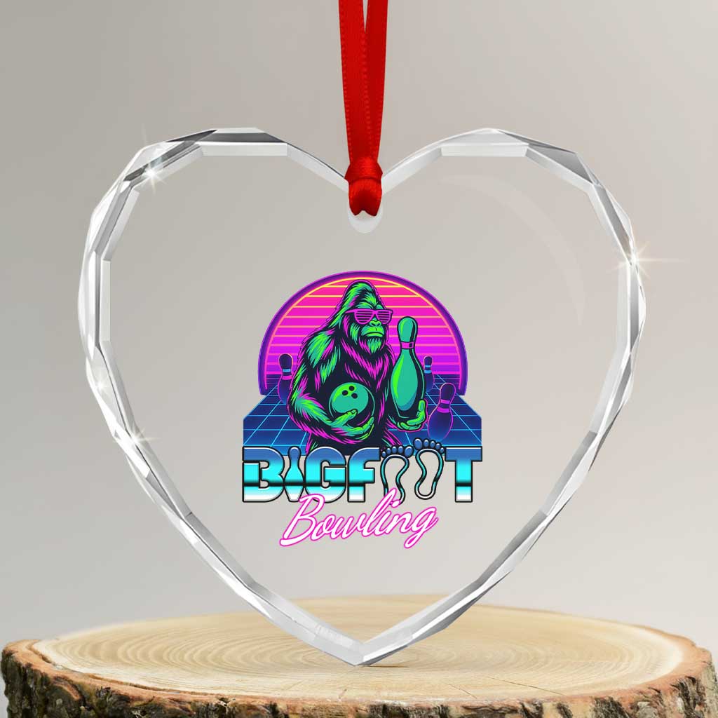 Funny Bigfoot Bowling Vaporwave Gift Heart Crystal Glass Ornament TS12 Transparent Glass 3'' Heart Print Your Wear