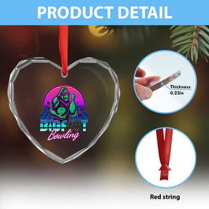 Funny Bigfoot Bowling Vaporwave Gift Heart Crystal Glass Ornament TS12 Print Your Wear