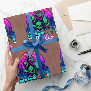 Funny Bigfoot Bowling Vaporwave Gift Wrapping Paper Roll TS12 Mocha Print Your Wear