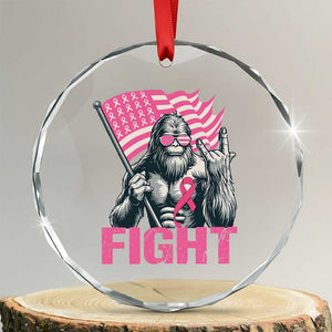 Funny Bigfoot Breast Cancer Awareness Crystal Glass Ornament Fight Pink Ribbon TS11 Transparent Glass 3'' Circle Print Your Wear