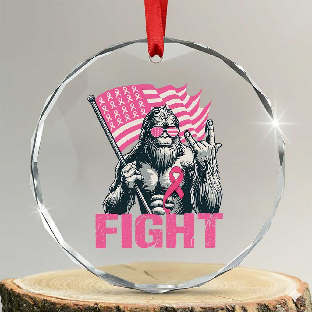 Funny Bigfoot Breast Cancer Awareness Crystal Glass Ornament Fight Pink Ribbon TS11 Transparent Glass 3'' Circle Print Your Wear