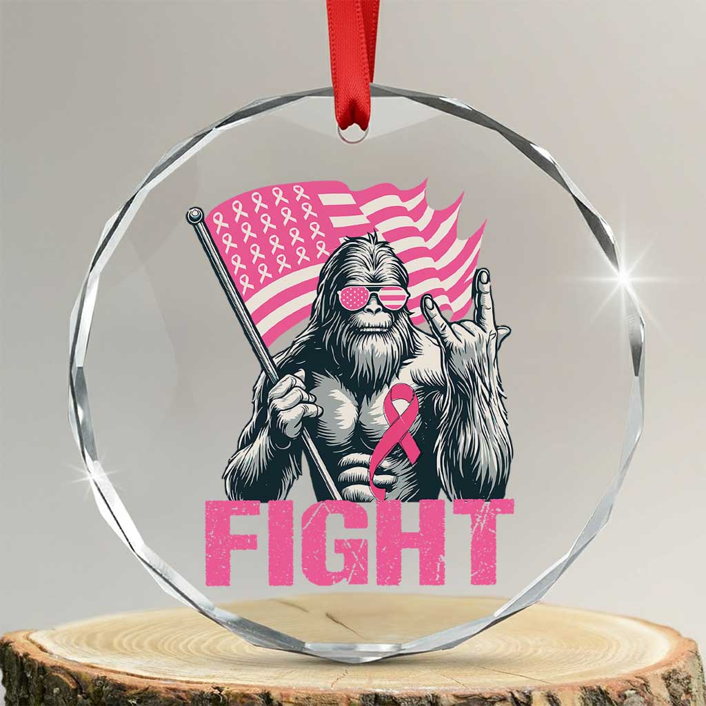 Funny Bigfoot Breast Cancer Awareness Crystal Glass Ornament Fight Pink Ribbon TS11 Transparent Glass 3'' Circle Print Your Wear