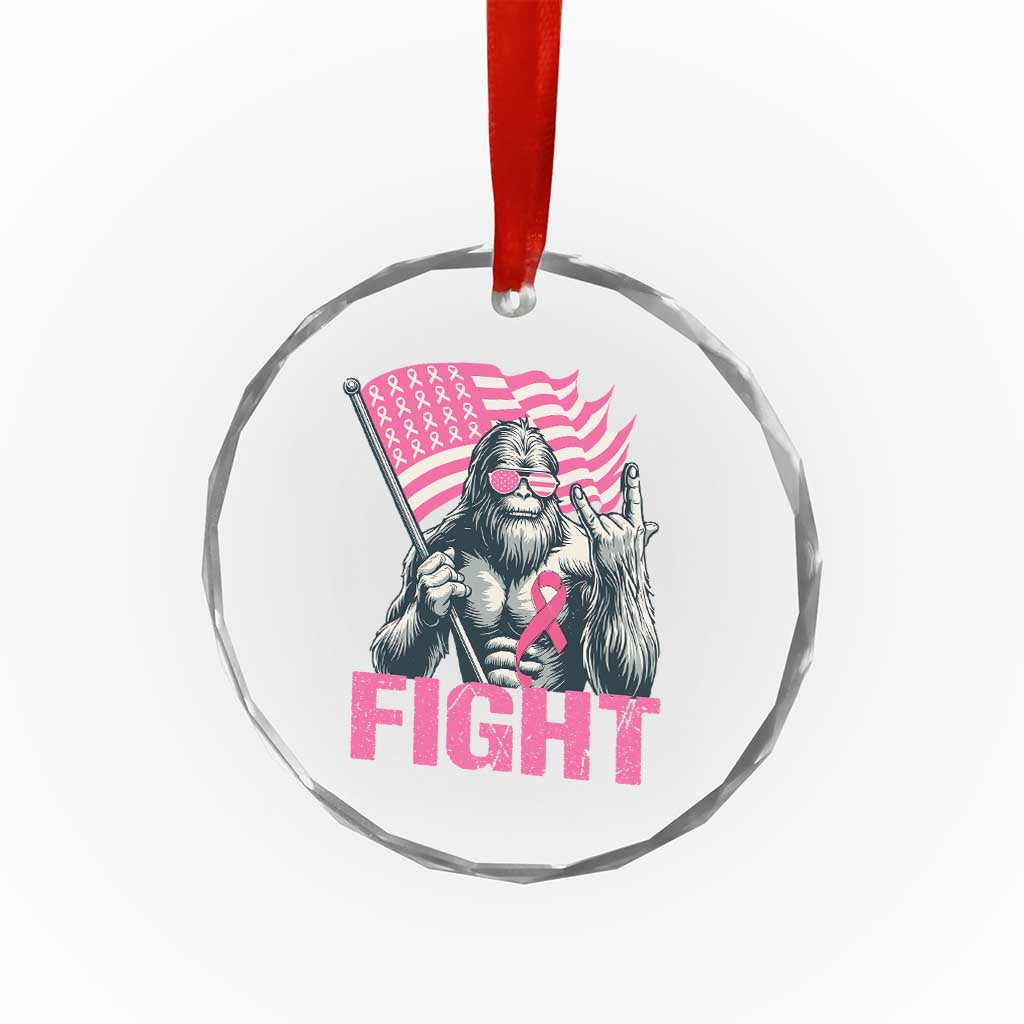 Funny Bigfoot Breast Cancer Awareness Crystal Glass Ornament Fight Pink Ribbon TS11 Print Your Wear