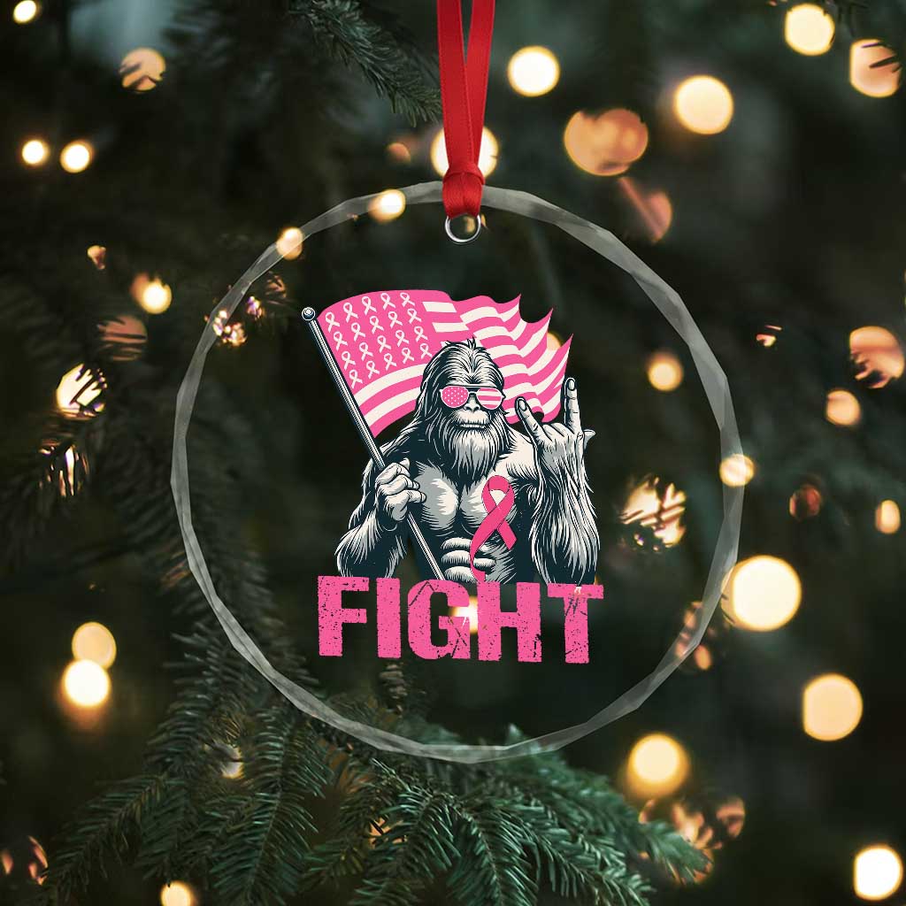 Funny Bigfoot Breast Cancer Awareness Crystal Glass Ornament Fight Pink Ribbon TS11 Print Your Wear