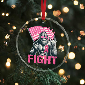 Funny Bigfoot Breast Cancer Awareness Crystal Glass Ornament Fight Pink Ribbon TS11 Print Your Wear