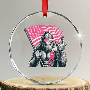 Funny Bigfoot Breast Cancer Awareness Crystal Glass Ornament Sasquatch Pink Ribbon TS11 Transparent Glass 3'' Circle Print Your Wear