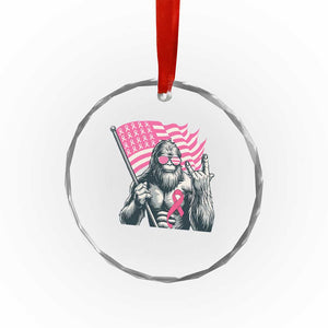 Funny Bigfoot Breast Cancer Awareness Crystal Glass Ornament Sasquatch Pink Ribbon TS11 Print Your Wear