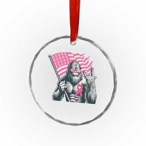Funny Bigfoot Breast Cancer Awareness Crystal Glass Ornament Sasquatch Pink Ribbon TS11 Print Your Wear