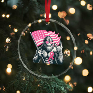 Funny Bigfoot Breast Cancer Awareness Crystal Glass Ornament Sasquatch Pink Ribbon TS11 Print Your Wear