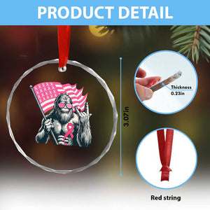 Funny Bigfoot Breast Cancer Awareness Crystal Glass Ornament Sasquatch Pink Ribbon TS11 Print Your Wear