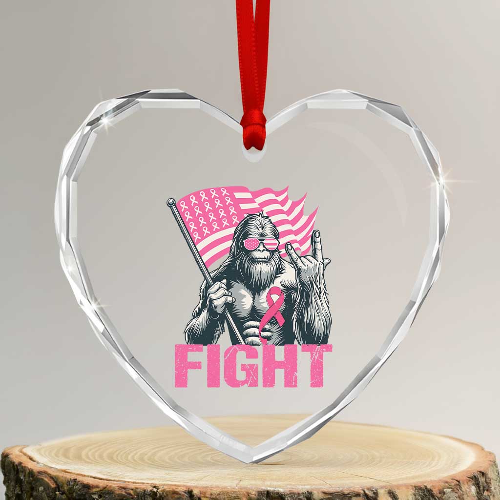 Funny Bigfoot Breast Cancer Awareness Heart Crystal Glass Ornament Fight Pink Ribbon TS11 Transparent Glass 3'' Heart Print Your Wear