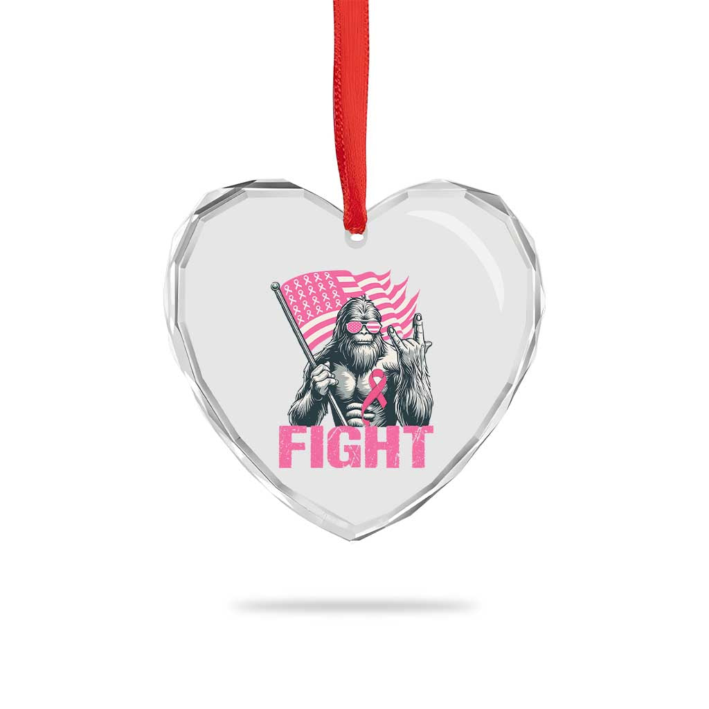 Funny Bigfoot Breast Cancer Awareness Heart Crystal Glass Ornament Fight Pink Ribbon TS11 Print Your Wear