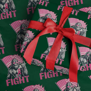Funny Bigfoot Breast Cancer Awareness Wrapping Paper Roll Fight Pink Ribbon TS11 Green Print Your Wear
