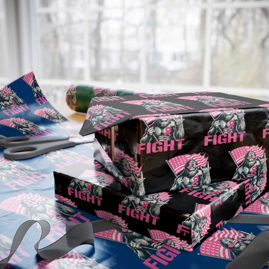 Funny Bigfoot Breast Cancer Awareness Wrapping Paper Roll Fight Pink Ribbon TS11 Black Print Your Wear