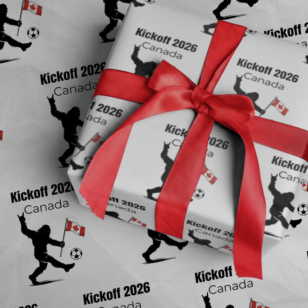 Funny Bigfoot Canada Soccer Wrapping Paper Roll Kickoff 2026 TS12 White Print Your Wear