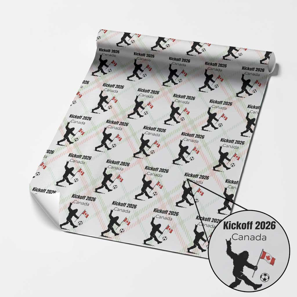 Funny Bigfoot Canada Soccer Wrapping Paper Roll Kickoff 2026 TS12 Christmas Plaid Print Your Wear