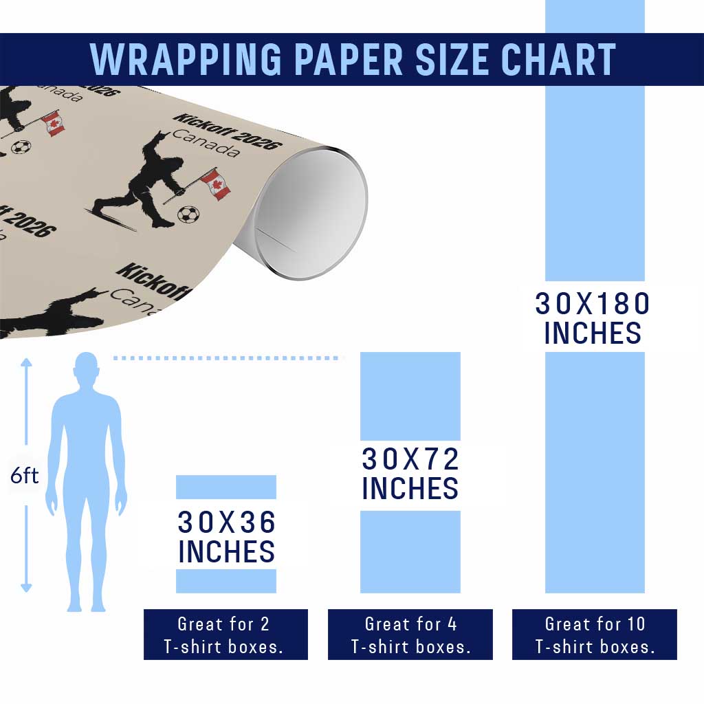 Funny Bigfoot Canada Soccer Wrapping Paper Roll Kickoff 2026 TS12 Print Your Wear
