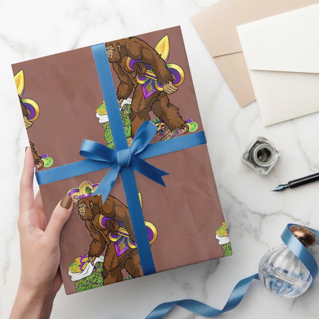Funny Bigfoot Carnival Mardi Gras Party Wrapping Paper Roll TS11 Mocha Print Your Wear