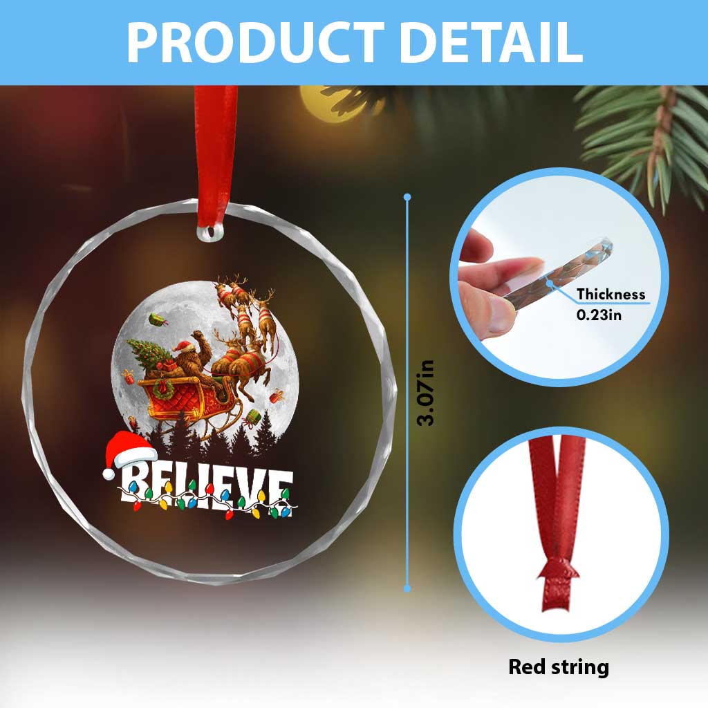 Funny Bigfoot Christmas Crystal Glass Ornament Believe Santa Sasquatch Xmas Reindeer Sleigh TS11 Print Your Wear