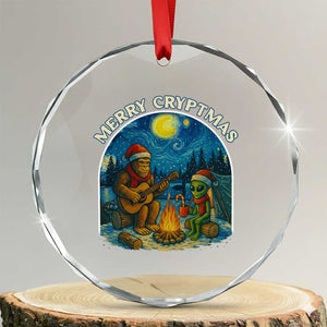 Funny Bigfoot Christmas Crystal Glass Ornament Sasquatch Alien Merry Cryptmas TS14 Transparent Glass 3'' Circle Print Your Wear