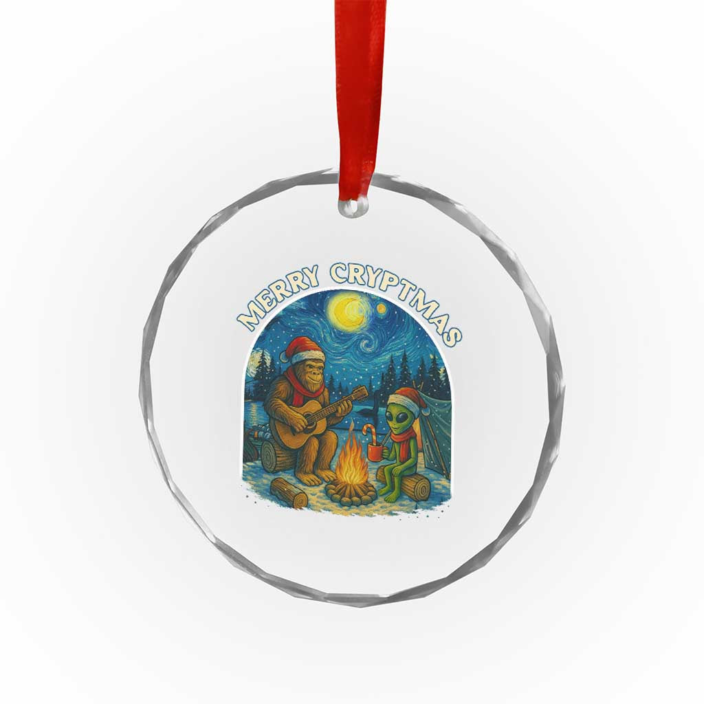 Funny Bigfoot Christmas Crystal Glass Ornament Sasquatch Alien Merry Cryptmas TS14 Print Your Wear