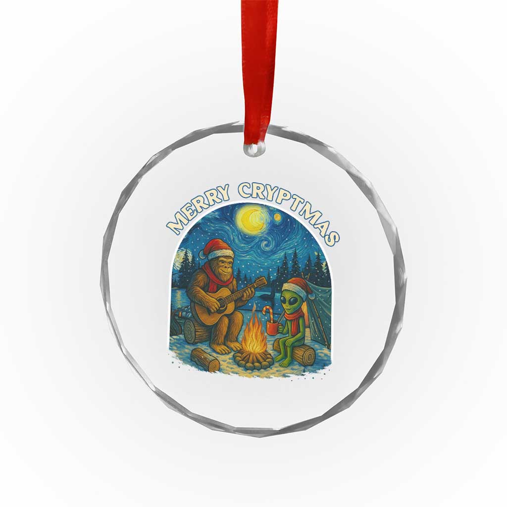 Funny Bigfoot Christmas Crystal Glass Ornament Sasquatch Alien Merry Cryptmas TS14 Print Your Wear