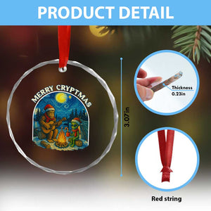 Funny Bigfoot Christmas Crystal Glass Ornament Sasquatch Alien Merry Cryptmas TS14 Print Your Wear